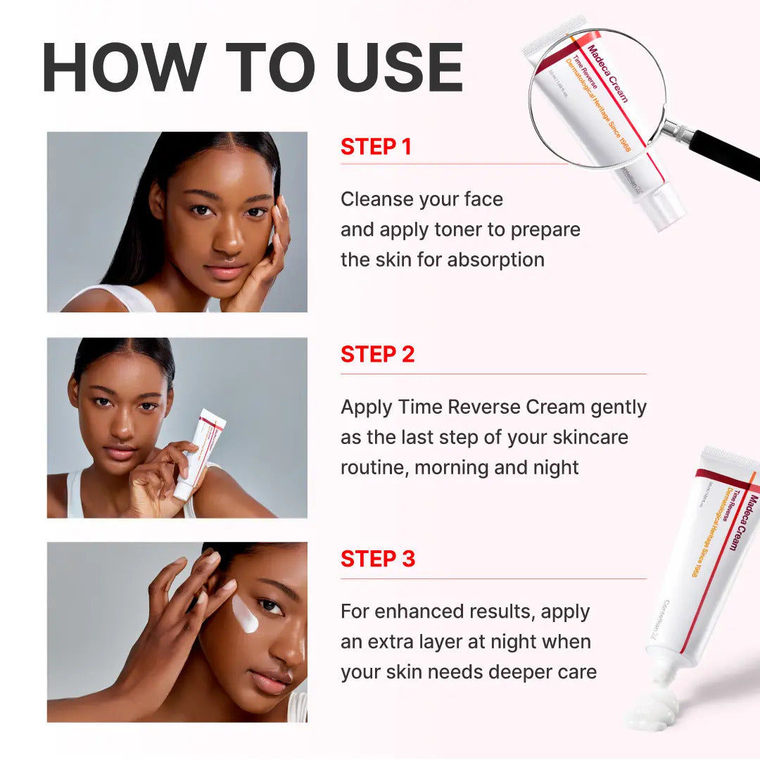 How to apply Madeca Time Reverse Cream after cleansing