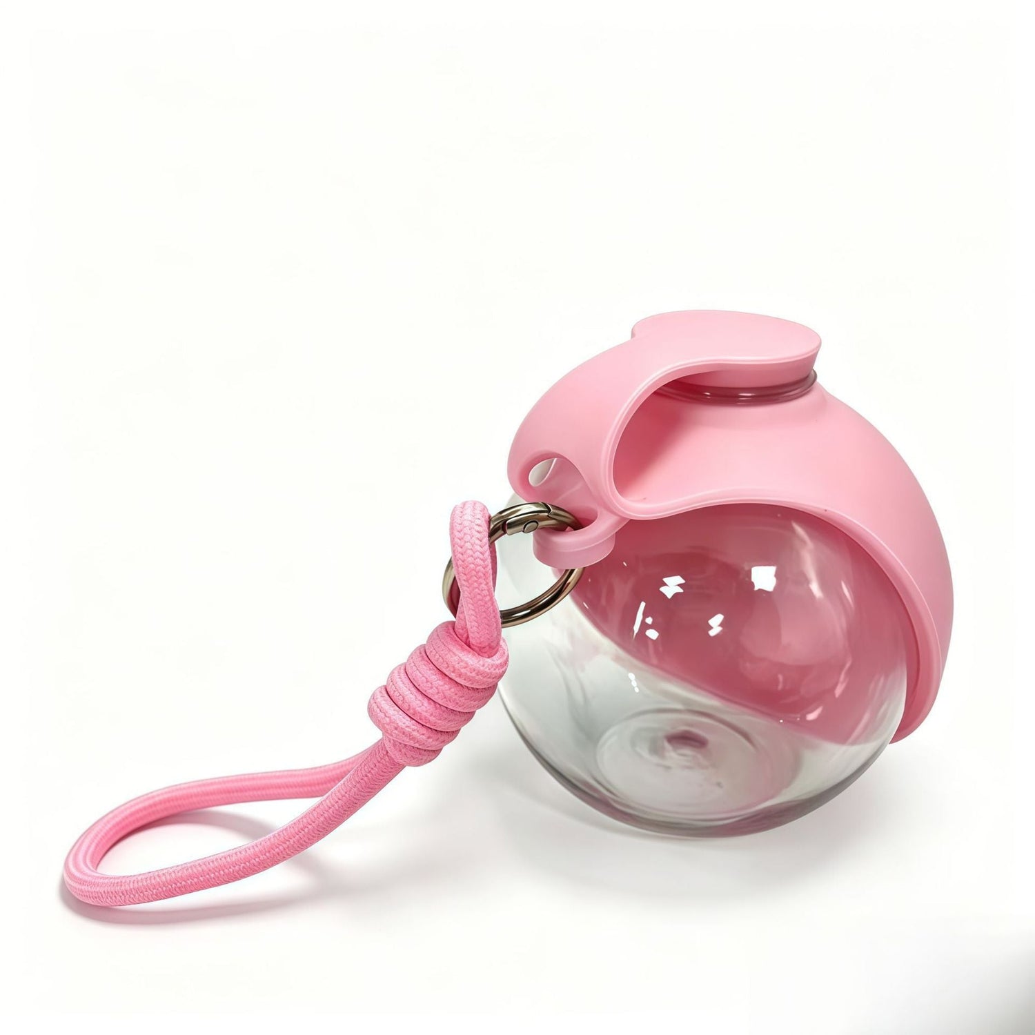 TrailSip Pink Plastic portable dog water bottle with carry strap