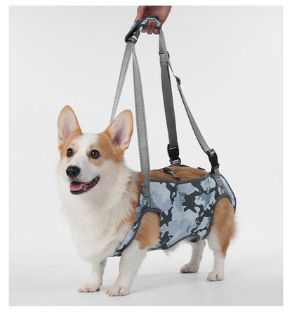 Hunde-Hebegeschirr in Blau-Grau Camouflage an einem Hund