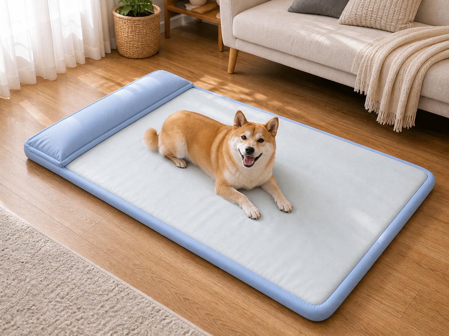 PawCool Ice-Silk Pet Cooling Mat - Plush 4 cm / L 97 x 66 cm