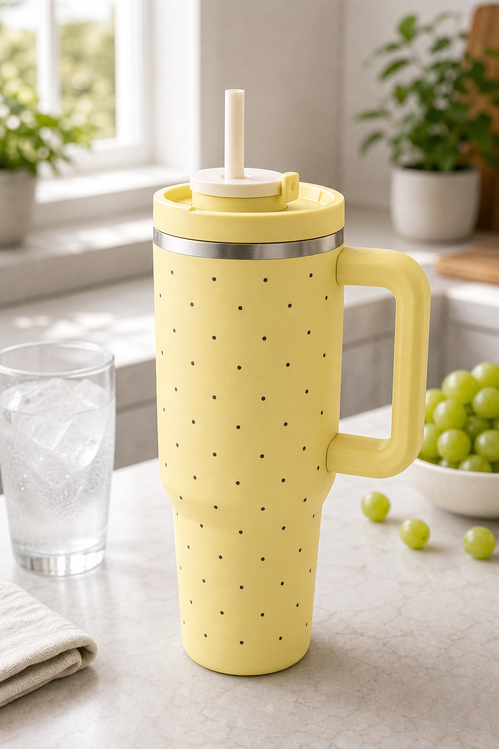 BigSip 1L Handle Cold Tumbler - Yellow Dot 1L