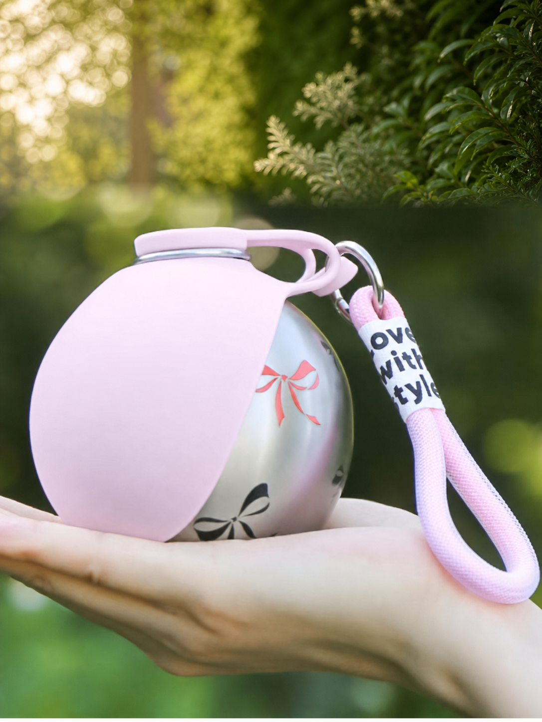 TrailSip 2-in-1 Dog Water Bottle — premium 3:4 pink outdoor hero